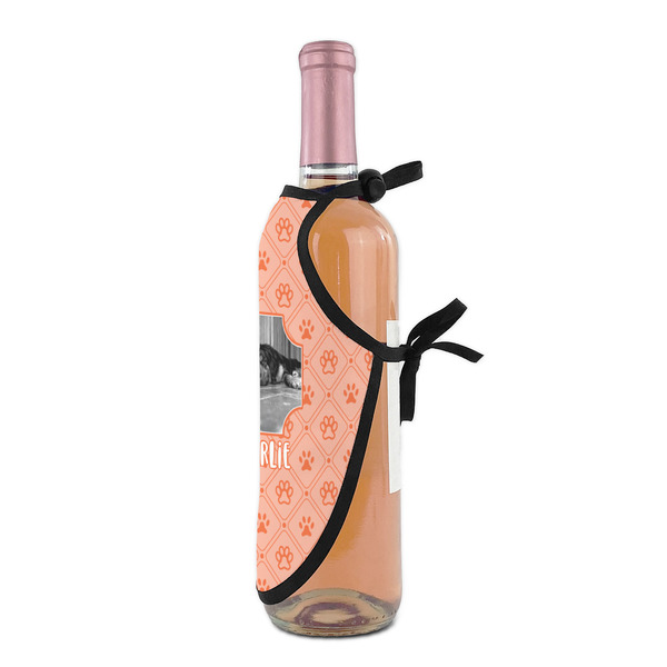Pet Photo Wine Bottle Apron - DETAIL WITH CLIP ON NECK