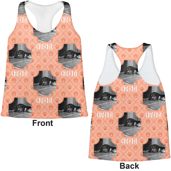Pet Photo Womens Racerback Tank Tops - Medium - Front and Back