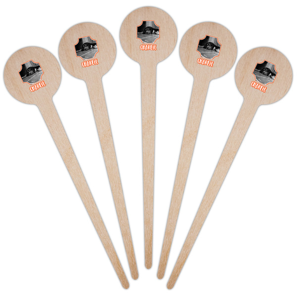 Pet Photo Wooden 4" Food Pick - Round - Fan View