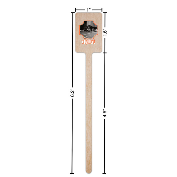 Pet Photo Wooden 6.25" Stir Stick - Rectangular - Dimensions