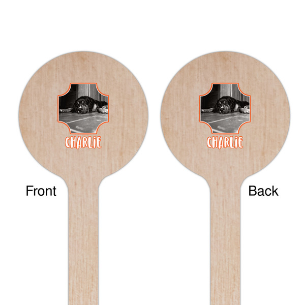 Pet Photo Wooden 6" Stir Stick - Round - Double Sided - Front & Back