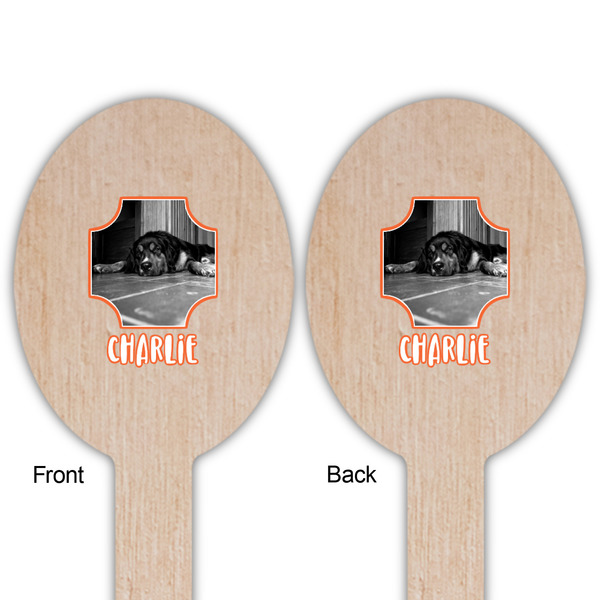 Pet Photo Wooden Food Pick - Oval - Double Sided - Front & Back