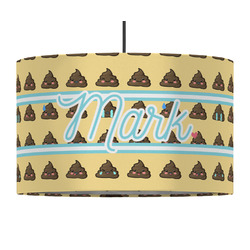 Poop Emoji 12" Drum Pendant Lamp - Fabric (Personalized)