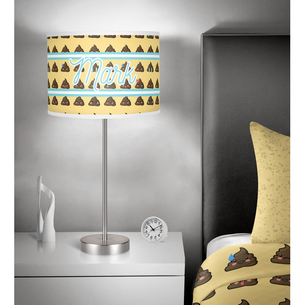 Poop Emoji 13 inch drum lamp shade - in room