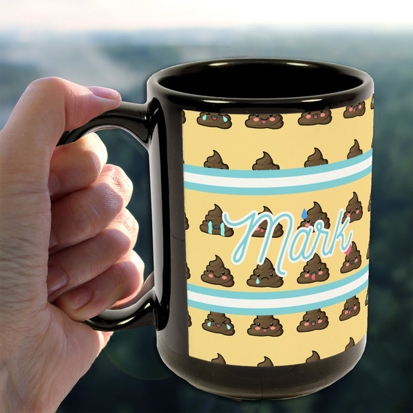 Poop Emoji 15oz. Black Mug - LIFESTYLE