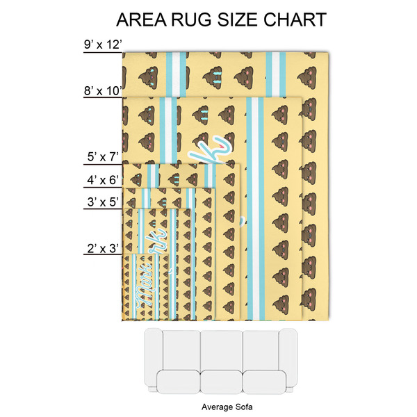 Poop Emoji 2'x3' Indoor Area Rugs - Size Chart