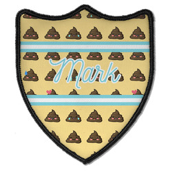 Poop Emoji Iron On Shield Patch B w/ Name or Text