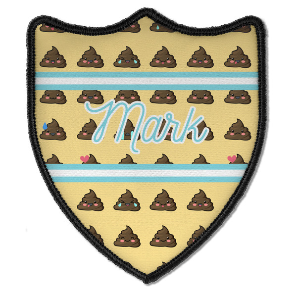 Custom Poop Emoji Iron On Shield Patch B w/ Name or Text