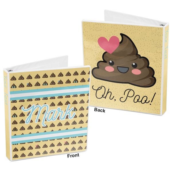 Poop Emoji 3-Ring Binder Front and Back