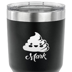 Poop Emoji 30 oz Stainless Steel Tumbler - Black - Double Sided (Personalized)