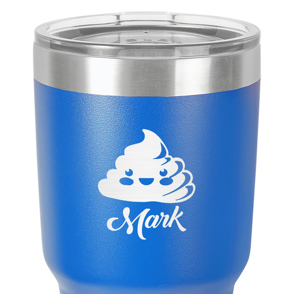 Poop Emoji 30 oz Stainless Steel Ringneck Tumbler - Blue - Close Up