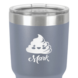 Poop Emoji 30 oz Stainless Steel Tumbler - Grey - Double-Sided (Personalized)