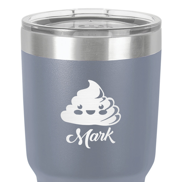 Poop Emoji 30 oz Stainless Steel Ringneck Tumbler - Grey - Close Up
