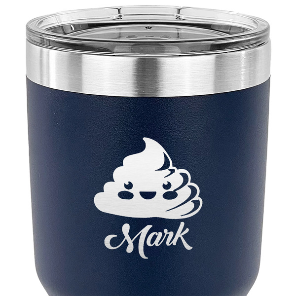 Poop Emoji 30 oz Stainless Steel Ringneck Tumbler - Navy - CLOSE UP