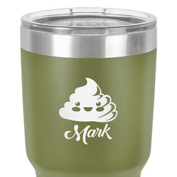 Poop Emoji 30 oz Stainless Steel Tumbler - Olive - Single-Sided (Personalized)