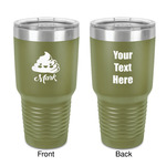 Poop Emoji 30 oz Stainless Steel Tumbler - Olive - Double-Sided (Personalized)