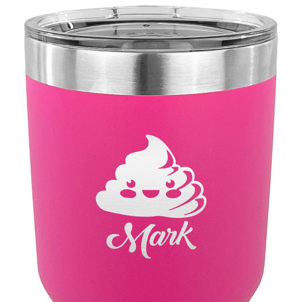 Poop Emoji 30 oz Stainless Steel Ringneck Tumbler - Pink - CLOSE UP