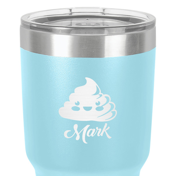 Poop Emoji 30 oz Stainless Steel Ringneck Tumbler - Teal - Close Up