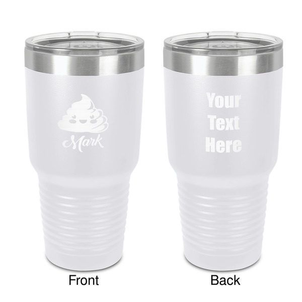 Custom Poop Emoji 30 oz Stainless Steel Tumbler - White - Double-Sided (Personalized)