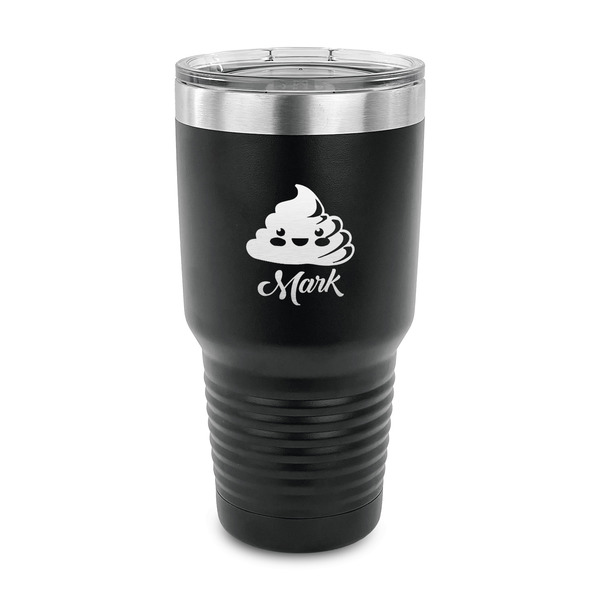 Custom Poop Emoji 30 oz Stainless Steel Tumbler - Black - Single Sided (Personalized)