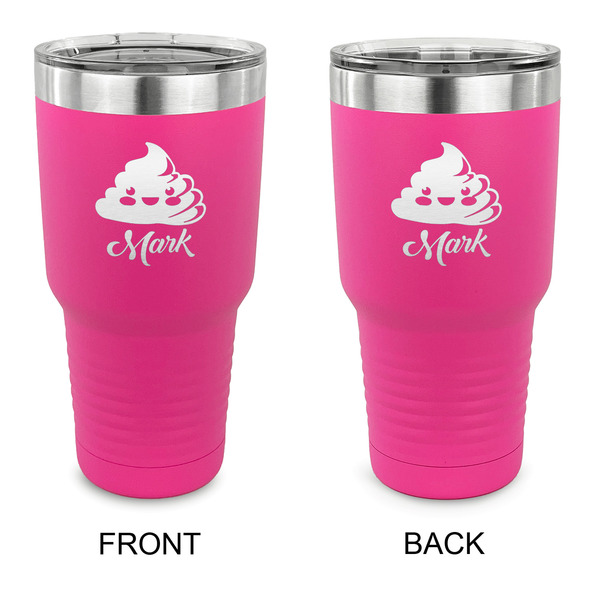 Custom Poop Emoji 30 oz Stainless Steel Tumbler - Pink - Double Sided (Personalized)