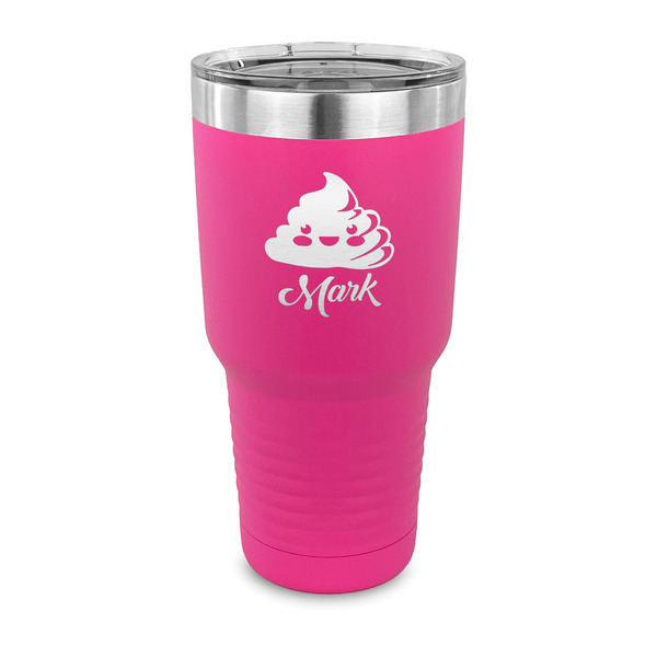 Custom Poop Emoji 30 oz Stainless Steel Tumbler - Pink - Single Sided (Personalized)