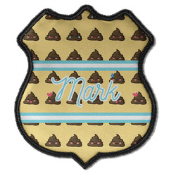 Poop Emoji Iron On Shield Patch C w/ Name or Text