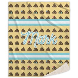 Poop Emoji Sherpa Throw Blanket - 50"x60" (Personalized)