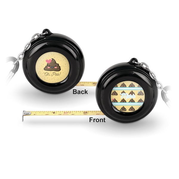 Poop Emoji 6-Ft Pocket Tape Measure with Carabiner Hook - Front and Back