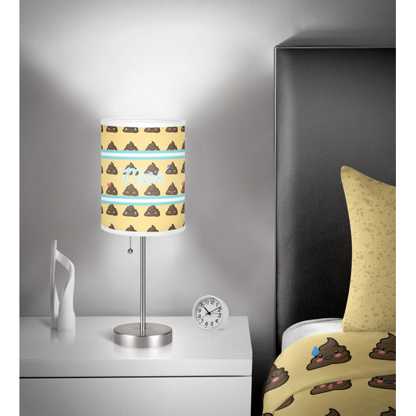 Poop Emoji 7 inch drum lamp shade - in room
