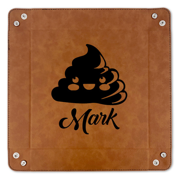 Poop Emoji 9" x 9" Leatherette Snap Up Tray - APPROVAL (FLAT)