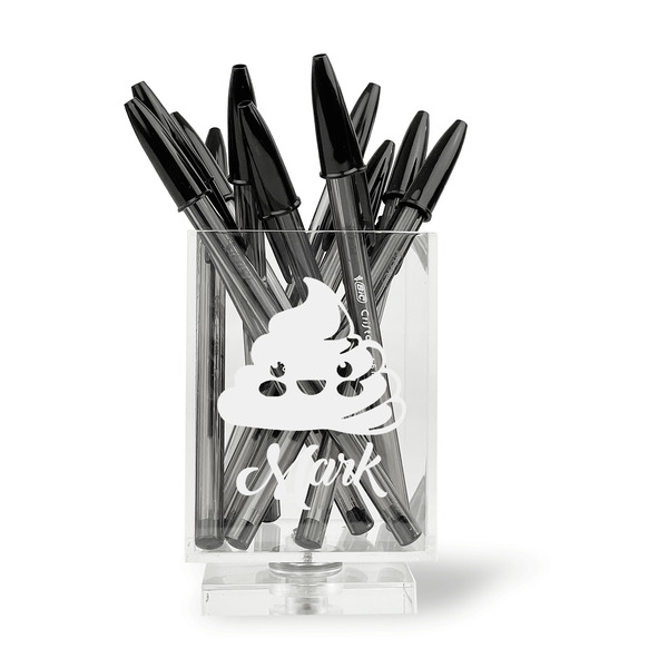 Poop Emoji Acrylic Pencil Holder - FRONT