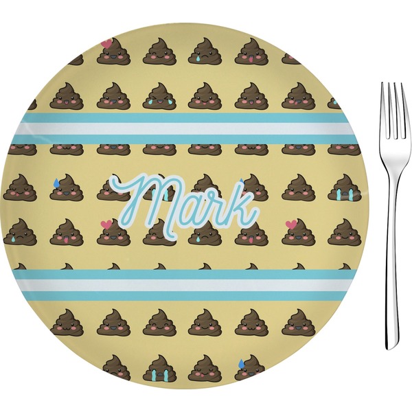 Custom Poop Emoji 8" Glass Appetizer / Dessert Plates - Single or Set (Personalized)