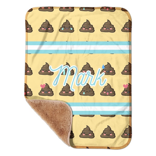 Custom Poop Emoji Sherpa Baby Blanket - 30" x 40" w/ Name or Text
