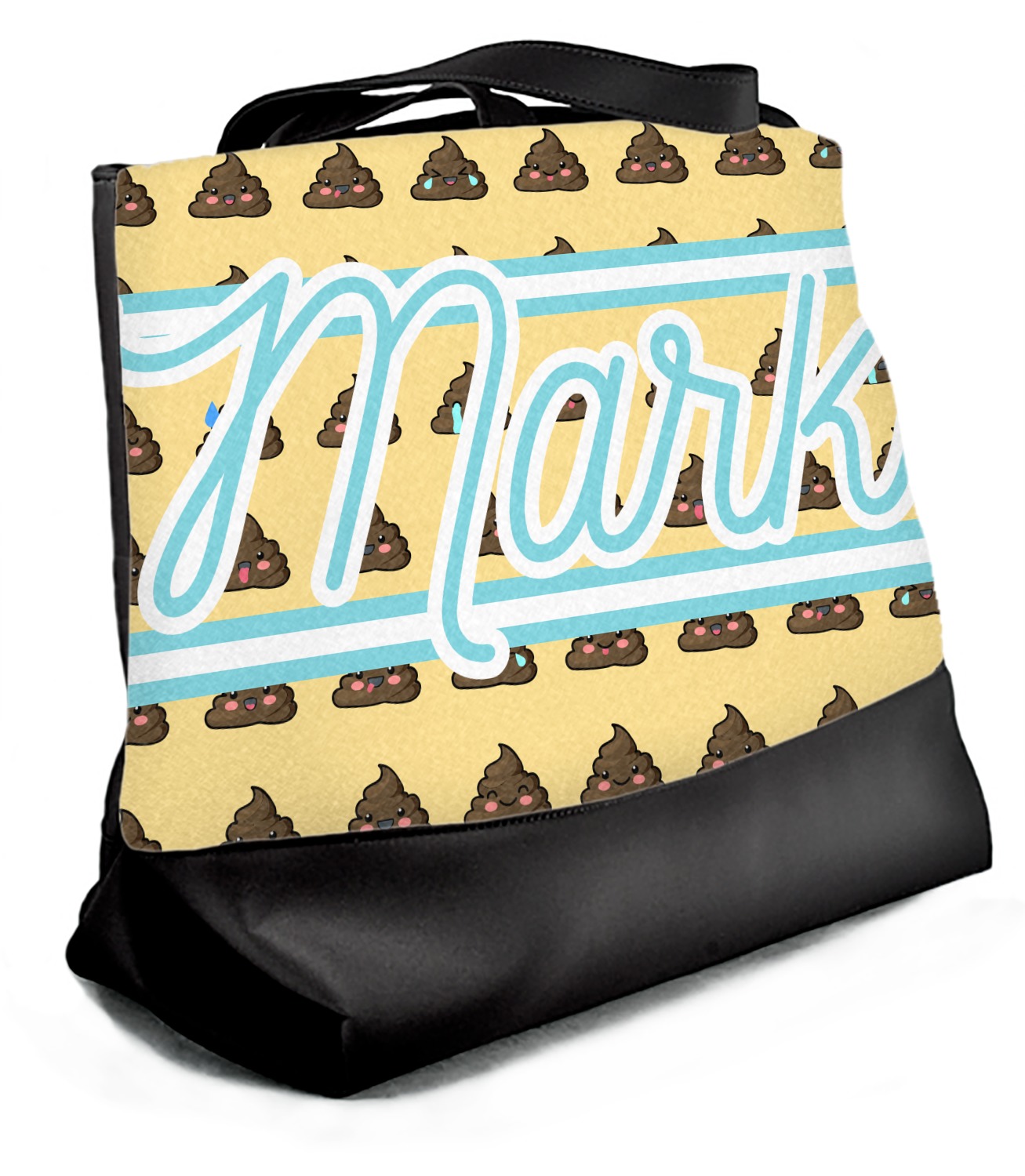 Poop Emoji Beach Tote Bag Large Front (Personalized) YouCustomizeIt