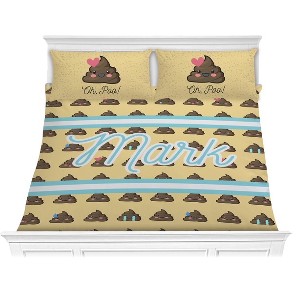 Custom Poop Emoji Comforter Set - King (Personalized)