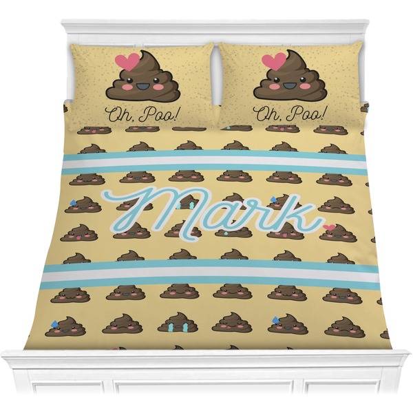 Custom Poop Emoji Comforter Set - Full / Queen (Personalized)