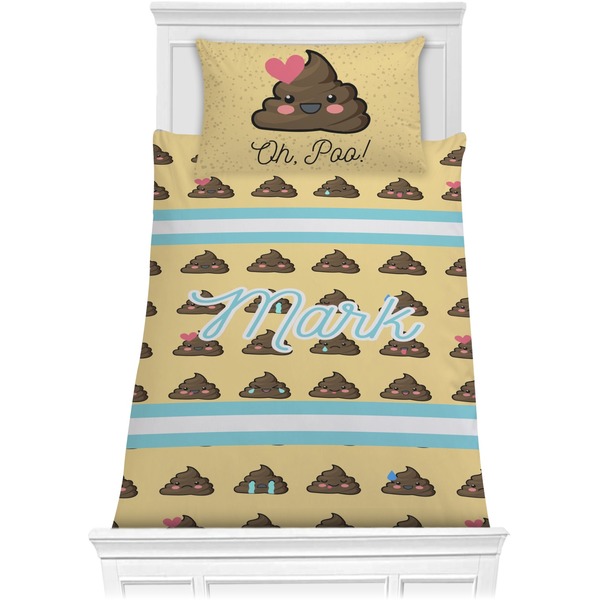 Custom Poop Emoji Comforter Set - Twin XL (Personalized)