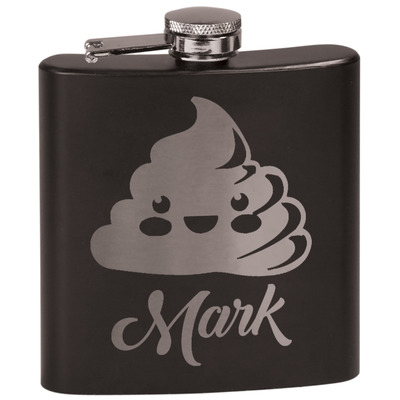 Poop Emoji Black Flask Set (Personalized)