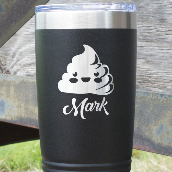 Poop Emoji Black Polar Camel Tumbler - 20oz - Close Up