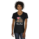 Poop Emoji Women's V-Neck T-Shirt - Black - Small (Personalized)