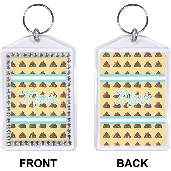 Poop Emoji Bling Keychain (Front + Back)
