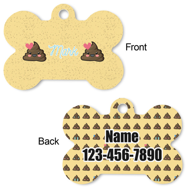 Poop Emoji Bone Shaped Dog ID Tag - Large - Approval