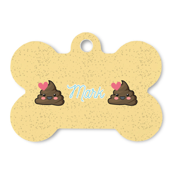 Custom Poop Emoji Bone Shaped Dog ID Tag - Large (Personalized)