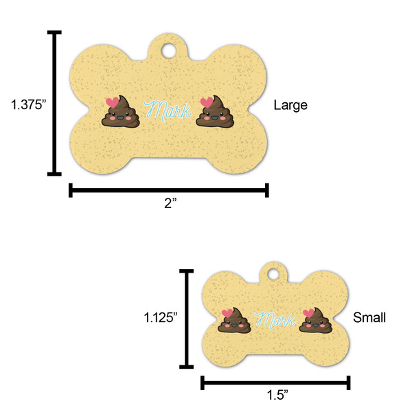 Poop Emoji Bone Shaped Dog ID Tag - Large - Scale