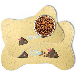 Poop Emoji Bone Shaped Dog Food Mat (Personalized)