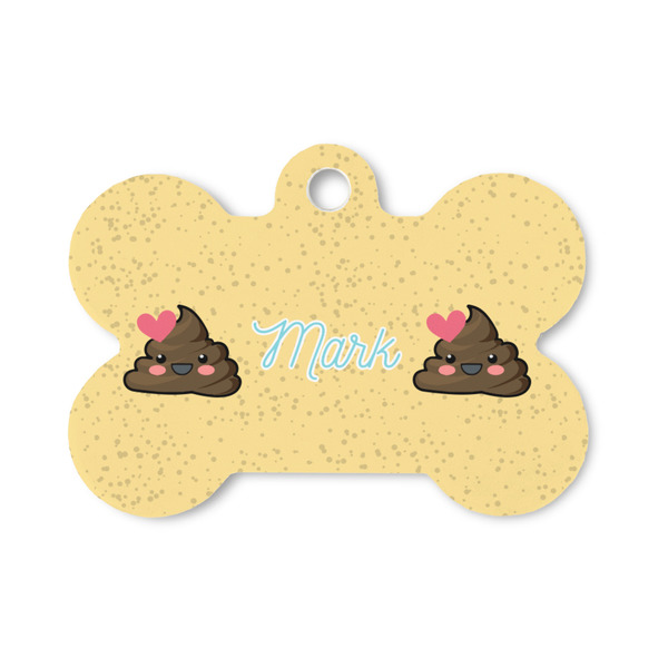 Custom Poop Emoji Bone Shaped Dog ID Tag - Small (Personalized)