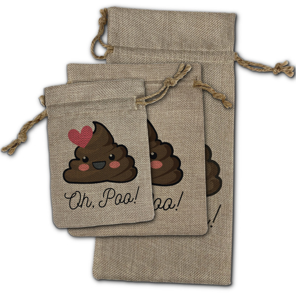 Poop Emoji Burlap Gift Bags - (PARENT MAIN) All Three