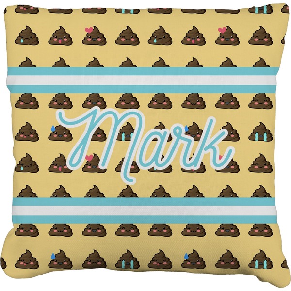Custom Poop Emoji Faux-Linen Throw Pillow 16" (Personalized)
