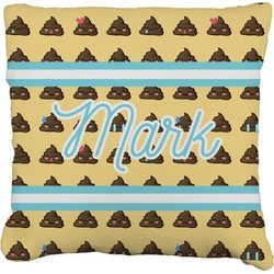 Poop Emoji Faux-Linen Throw Pillow 18" (Personalized)